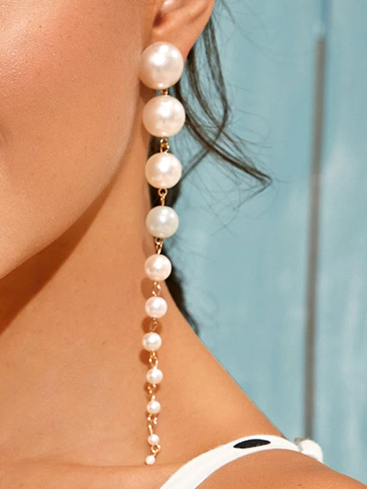 Faux Pearl Dangle Earrings